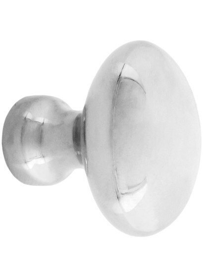 Small Oval Brass Cabinet Knob - 1 inch x 5/8 inch in Polished Nickel.